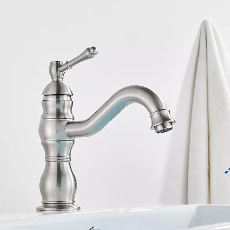 

Luxurious Antique Bathroom Basin Faucet Brass Deck Mounted White Mixer Taps Short Hot and Cold Mixer Tap