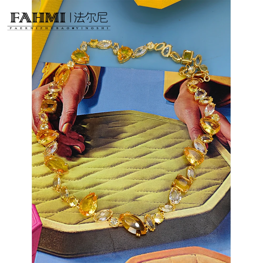 

Набор женских ожерелий неправильной формы Fahmi с желтым драгоценным камнем-идеальный аксессуар для любого случая ожерелье с кулоном премиум-класса