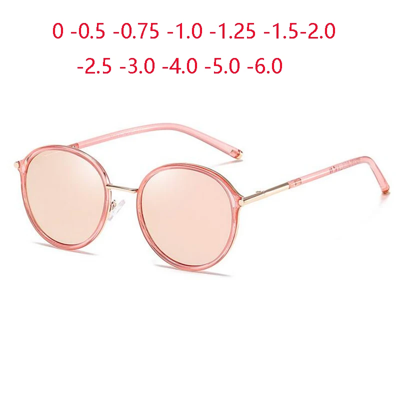 

Pink Lens Short-sight Prescription Polarized Sunglasses Women Oval Antireflection Nearsighted Sun Glasses 0 -0.5 -0.75 To -6.0
