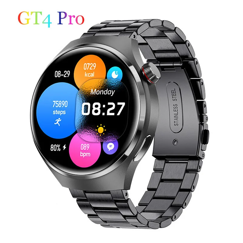 

Smart Watch Men GT4 Pro 1.53 Inch AMOLED Screen Bluetooth Call Voice Assistant Smartwatch men For Huawei GT 4 Xiaomi Android IOS