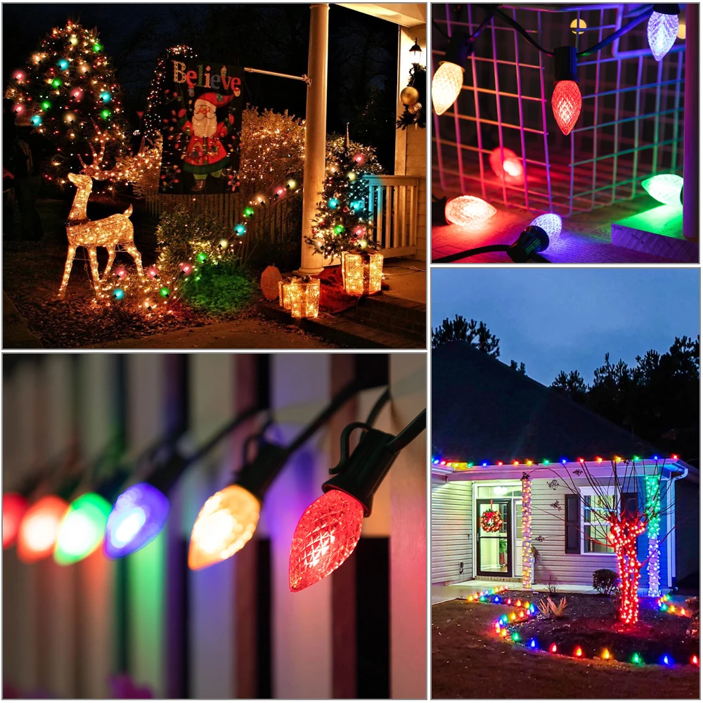 Разноцветные C7 Led EU 220V США 110V Уличные гирлянды Водонепроницаемые для наружных