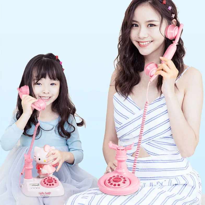 Розовый мультяшный мини фиксированный телефон высококачественный стационарный
