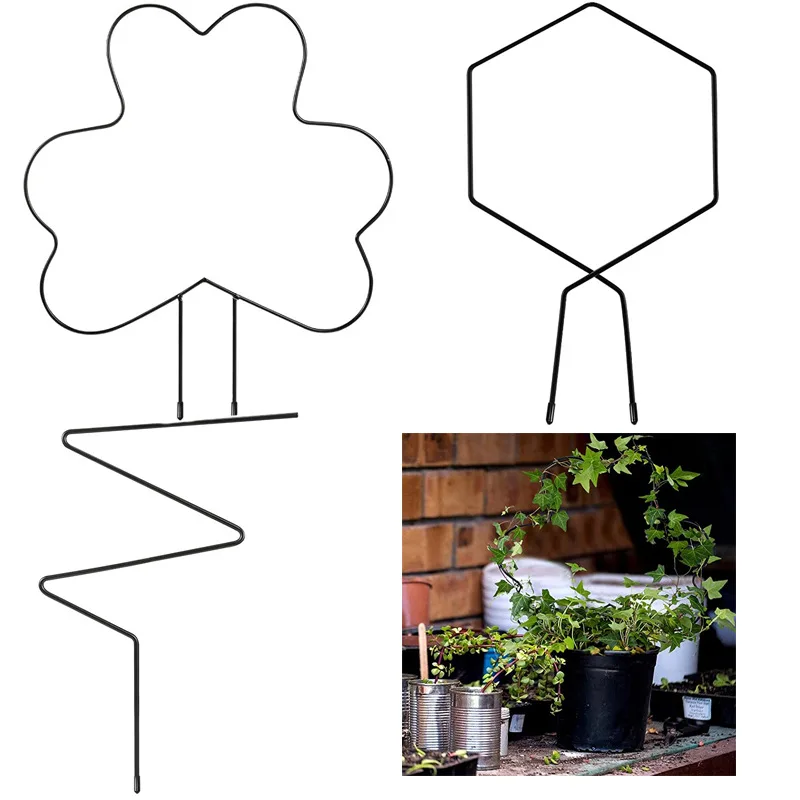 

Metal Iron Flower Geometry Shaped Garden Plant Support Stake Stand For DIY Potted Climbing Plants Flower Vegetables Vine Rack