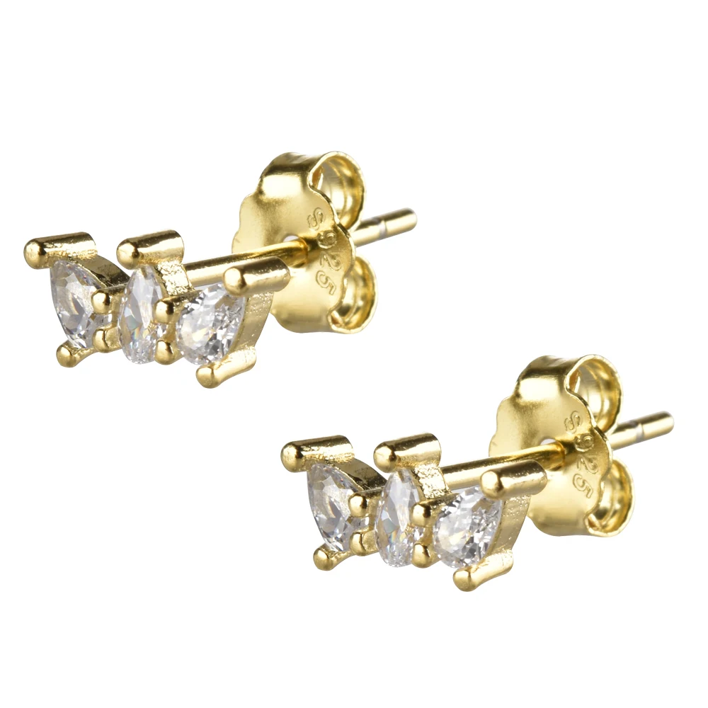 

Bohemia Piercing Three Zircons Three Prongs Ear Studs for Women Earrings Fashion Jewelry Ins Same Earing Party Pendientes Gifts