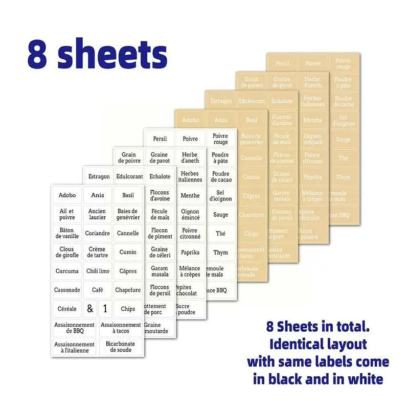 

Креативная наклейка для специй, прозрачный водонепроницаемый контейнер для пищевых продуктов, французский самоклеящийся контейнер, этикетка, наклейка для хранения буфета E1B9