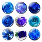 Магнитные наклейки в виде синей розы, магниты на холодильник, 30 мм, стеклянные креативные заметки для домашнего декора