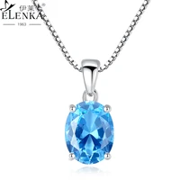 blue topaz pendant solid 925 sterling silver necklace for women clavicle chain wedding engagement fine jewelry anniversary gift