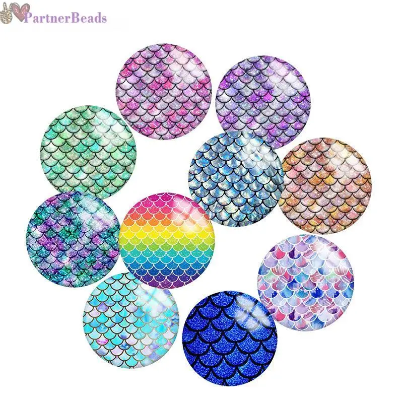 

Круглый Стеклянный кабошон с плоским основанием для фотографий, дизайн русалки, фурнитура для изготовления застежек 20 мм, N1511