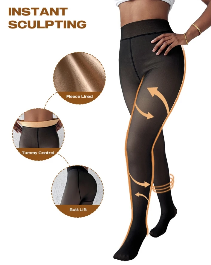 Осенние новые 2 упаковки колготок на флисовой подкладке прозрачные