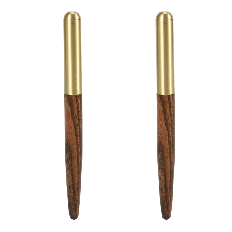 

NEW-2X Classic 0.5Mm Wood Fountain Pen Copper Business Fine Nib Pen Office School Supplies Stationery Camel