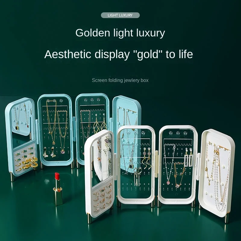 Desktop Jewelry Storage Box Multilayer Dustproof Earrings Rings Necklaces Display Holder Case for Women Jewelry Organizer Box