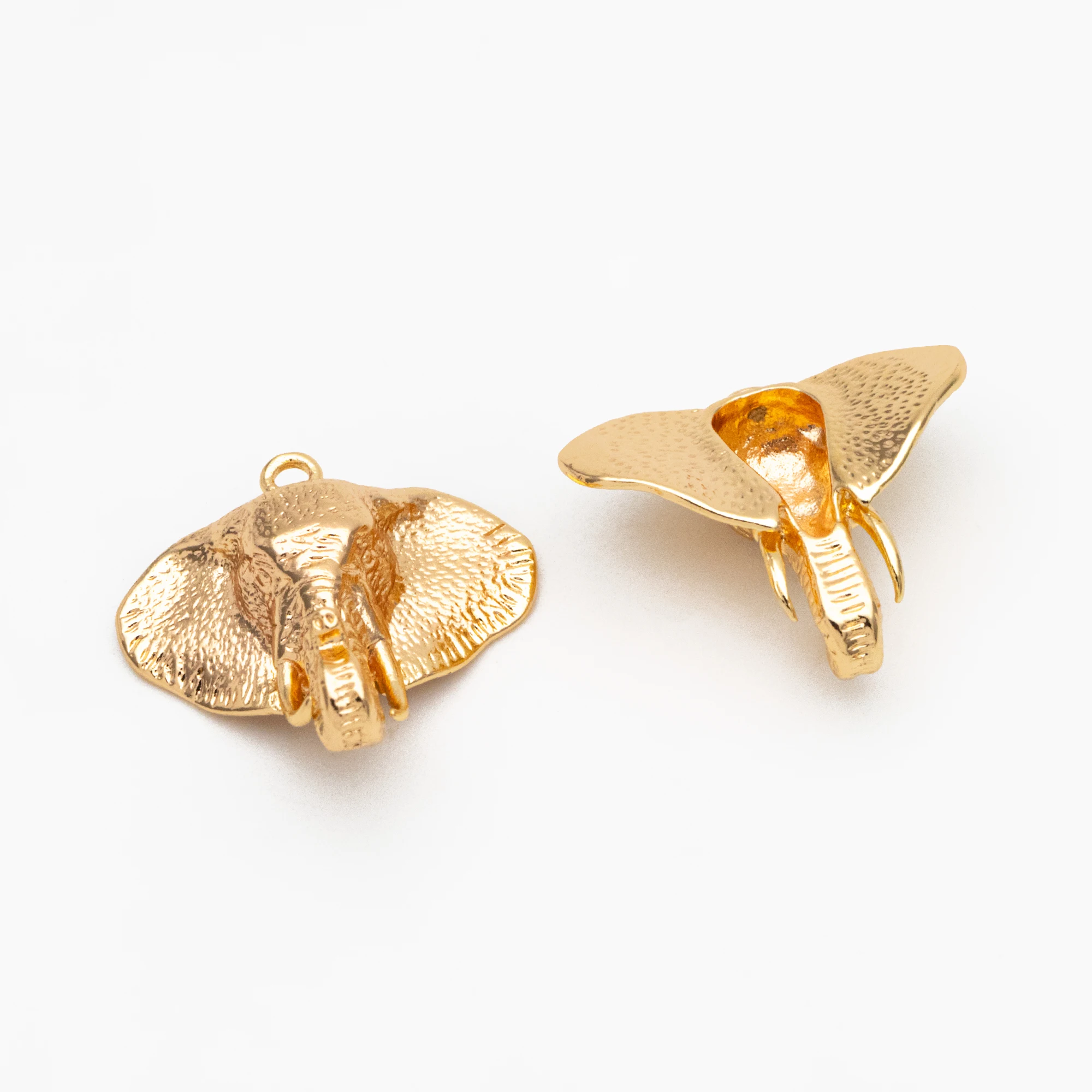 

10pcs Elephant Head Charms, Gold Plated Brass Animal Pendants, For Jewelry Making Diy Material Supplies (GB-3564)