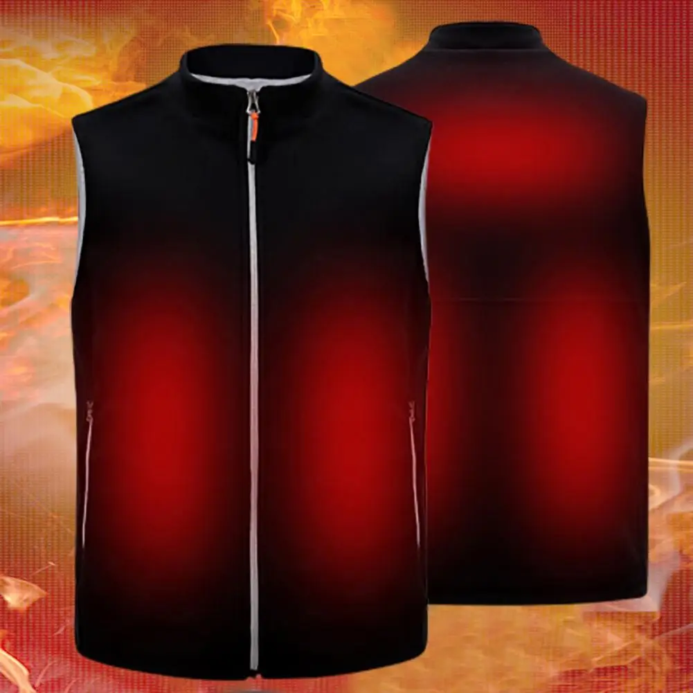 Vest Stand Collar Fleece Windproof Women Men Usb Rechargeabl