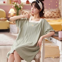 summer short sleeve cotton nightgowns for women korean fashion short loose nightdress sleepwear nightdress homewear dress
