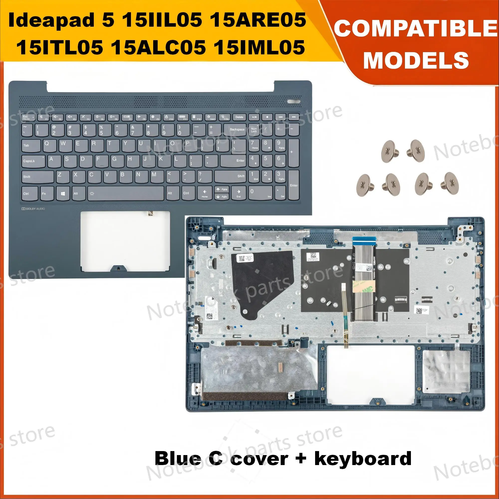 Фото Клавиатура с верхней частью для ноутбуков Ideapad 5 15IIL05 15ARE05 15ITL05 15ALC05 15IML05 GS557, 15.6 дюймов, с подставкой для рук №2