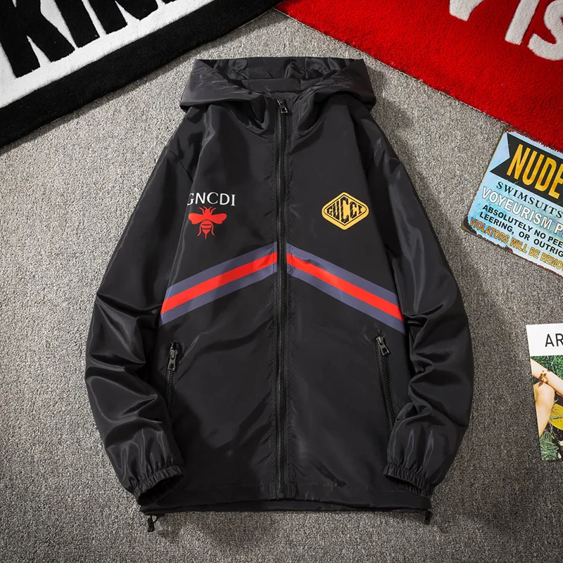 

Мужская приталенная куртка в полоску, с капюшоном, размеры до 5XL