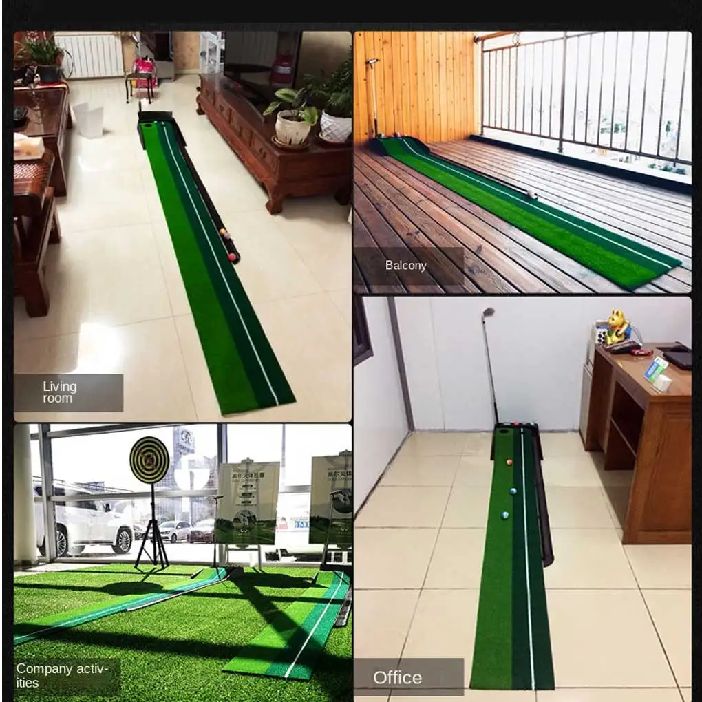 

Indoor Golf Training Mat Office 2 Channels Putting Practice Trainer