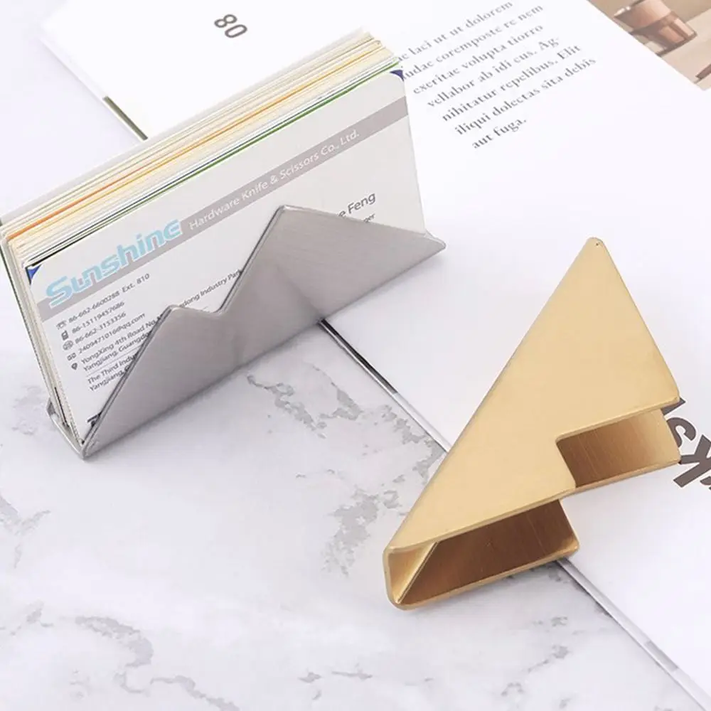

1PC Business Card Holder Stainless Steel Memo Clip Holder Montain Peak Shape Display Stander Fashion Office Supplies