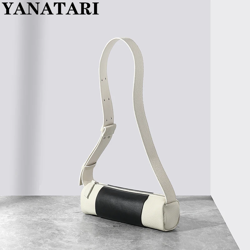 

NEW Genuine leather women small bag fashion versatile Cowhide cylinder shoulder bag Women's shoulder bag vintage armpit bag