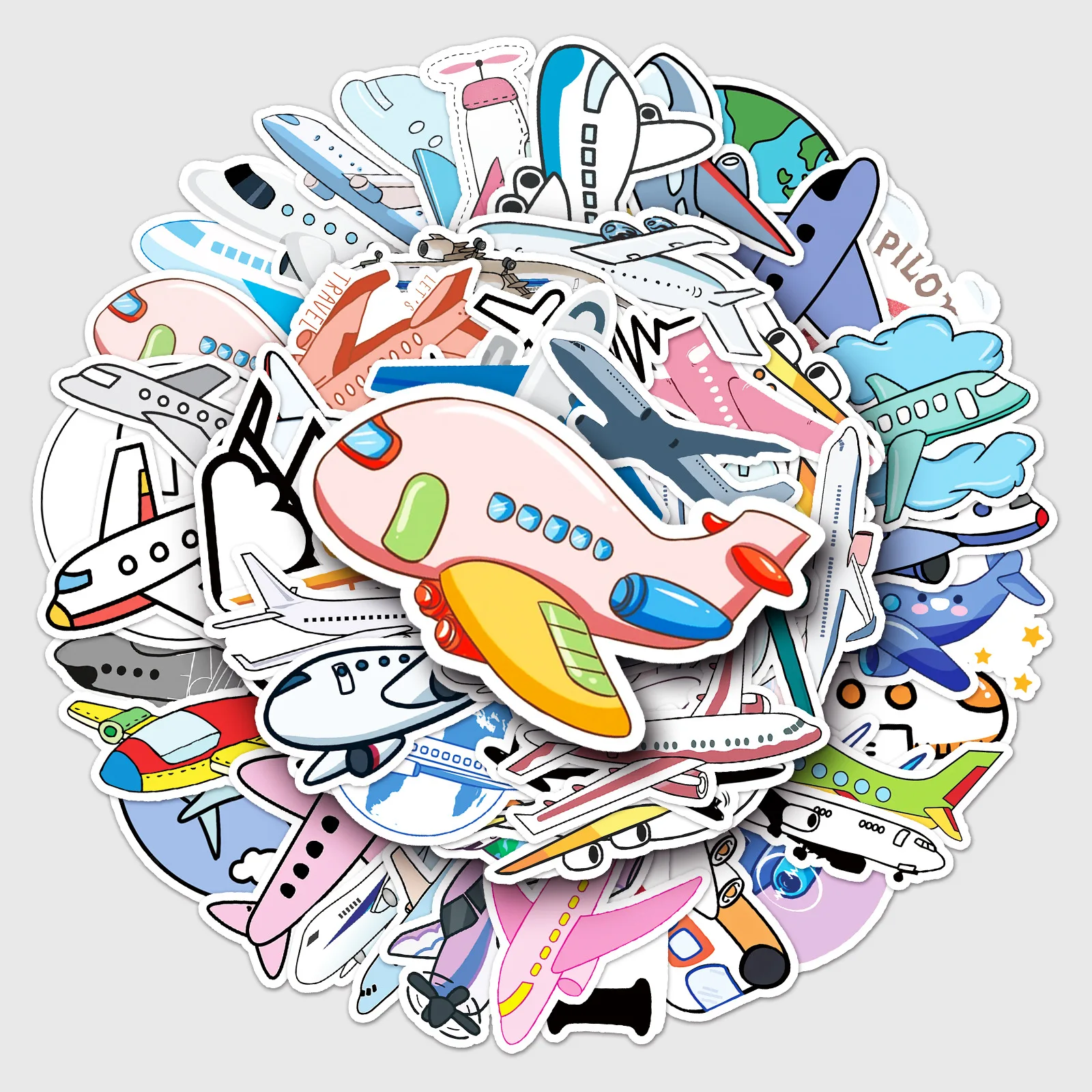 

50 Airplane Graffiti Stickers Cartoon Cute Stickers Children's DIY Phone Case Stationery Luggage Skateboard Stickers Waterproof
