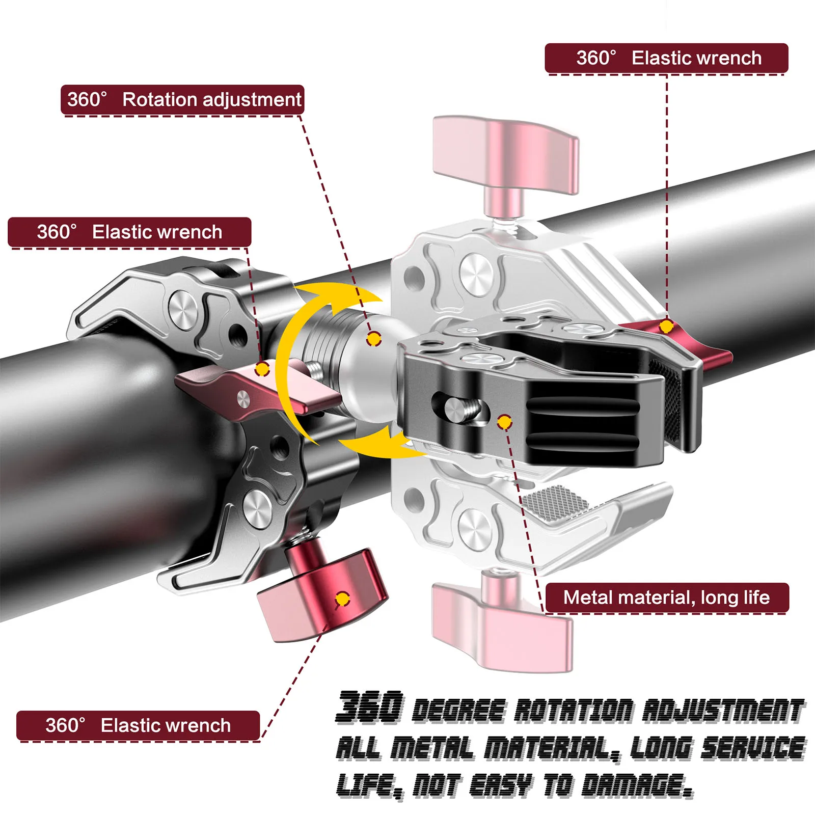 Металлический зажим с двойной головкой энергичным зажимом многофункциональные