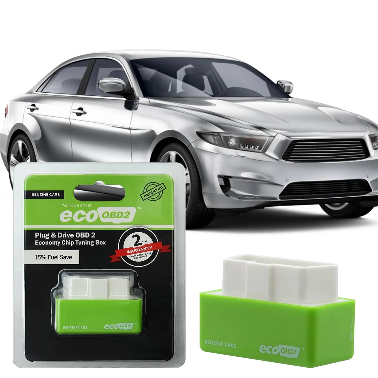 

OBD2 Tuning Box Green Eco OBD2 Economy Chip Tuning Box OBD Car Fuel Saver Eco OBD2 For Benzine Cars Fuel Saving 15