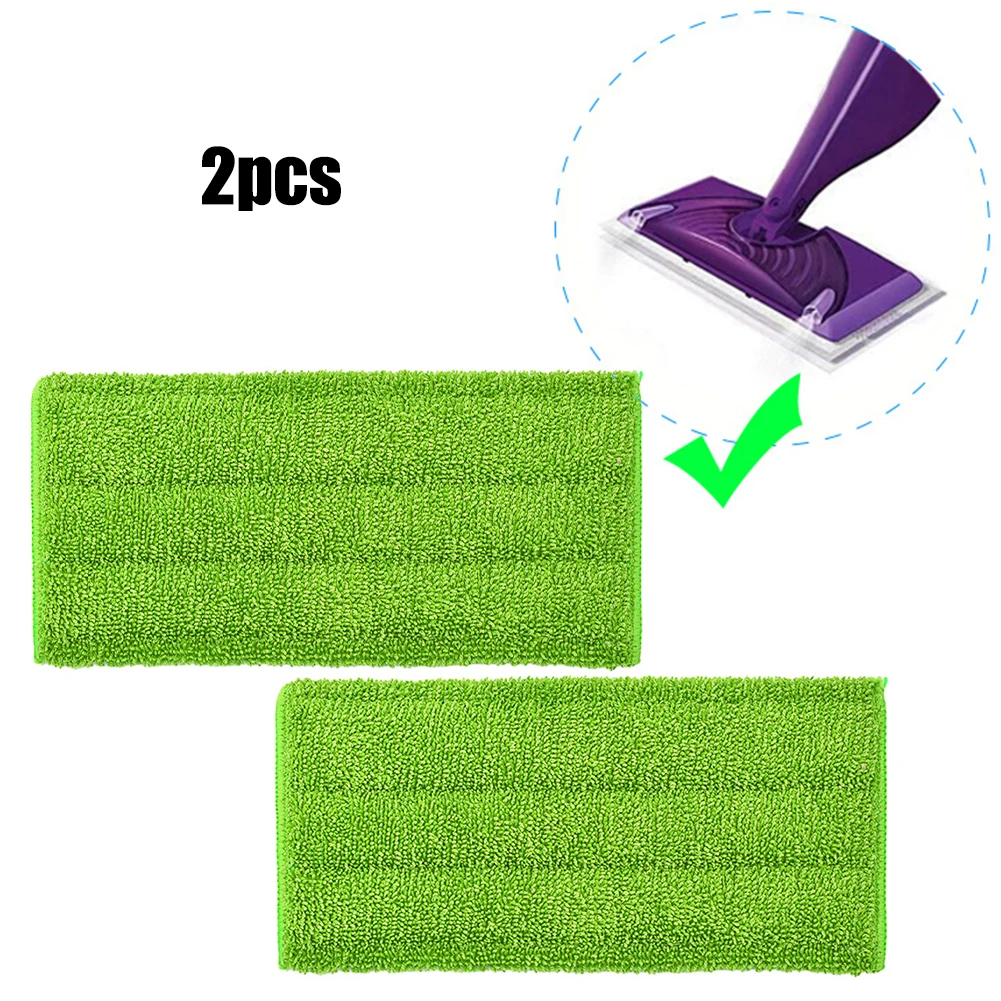 

2pcs Microfiber Reusable Mop Pads Fit For Swiffer Replace Mop Head Floor Cleaning Cloth Home Rags Green