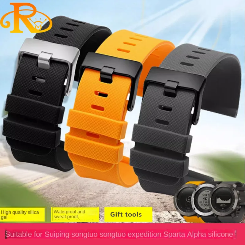 

24mm Sport Silicone Strap Watchband Men Outdoor Waterproof Rubber Replacement Bracelet Belt Band for Suunto Traverse Smart Watch