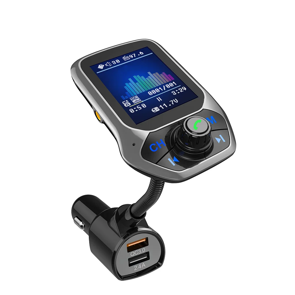 

T43 Bluetooth 5.0 FM Transmitter MP3 Music Player 1.8inch TFT Color Display Bluetooth Car Kit Handsfree USB Quick Charge