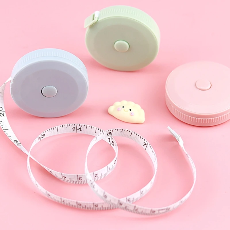 

69HA 60 Inch Body Measure Tape Duel-scaled Button Retract Small Sewing Tape Measure for Children Height Cloth Measuring