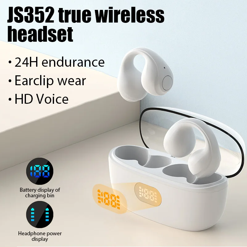 

TWS JS352 Bluetooth Earphones Wirless Headphones Bone Conduction HiFi Headset Sports Earring Earbuds with Mic for Smartphones