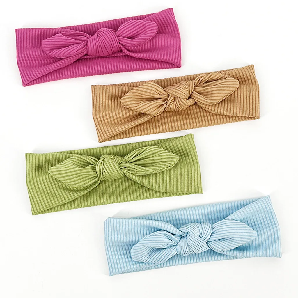 

2022 Solid Ribbed Baby Headband Newborn Boy Girl Rabbit Ear Hair Bands Knotted Cute Turban Headwear Korean Hair Accessories