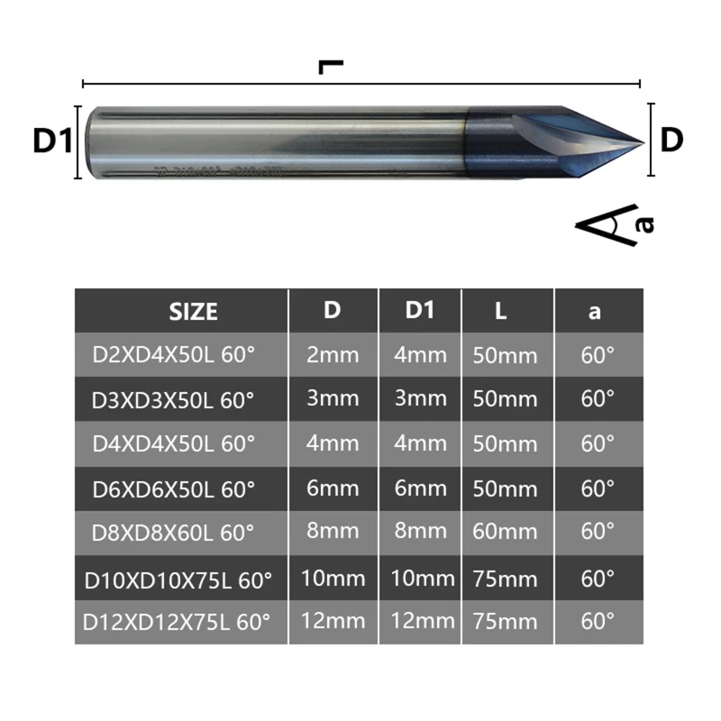 

Upgraded Chamfer End Mill Tungsten Steel Router Bit 60 Degree 3 Flutes Chamfer End Mill for machine Tools & Chamfering