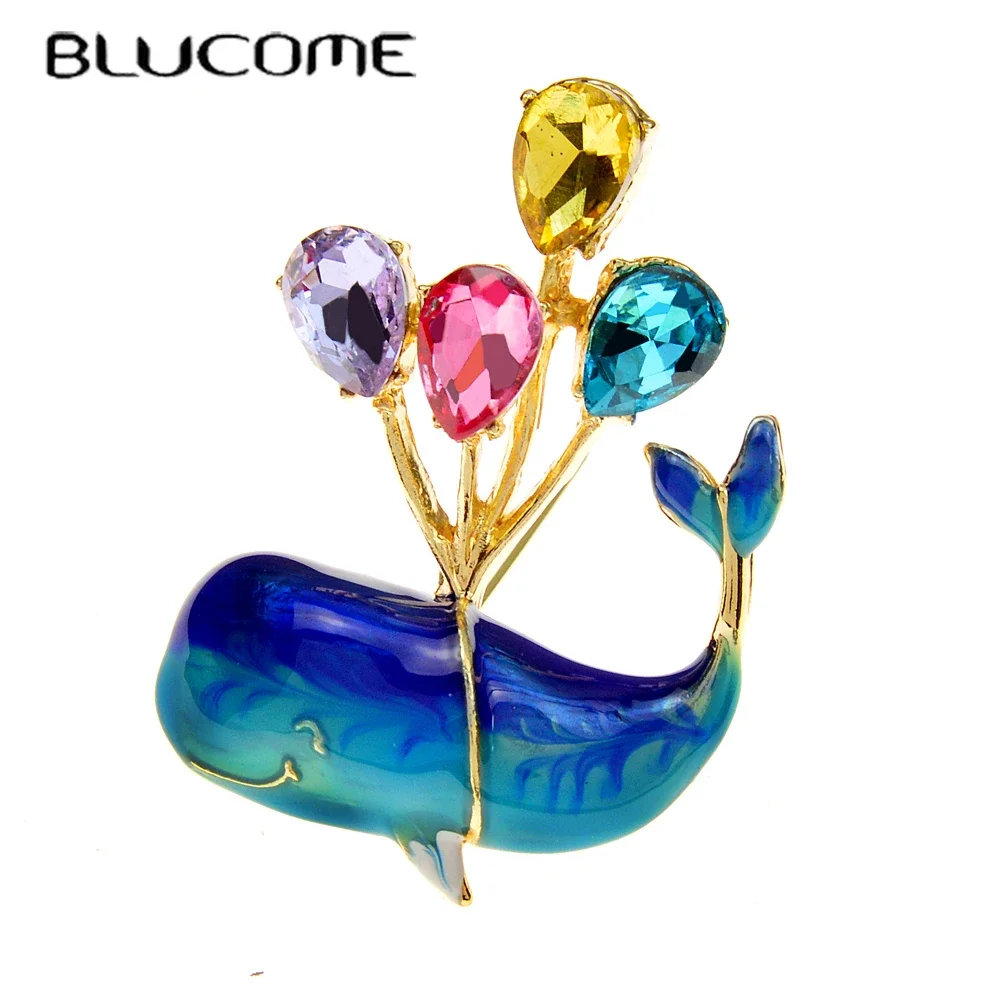 Blucome эмалированные шары и броши с китами для женщин модные мультяшные булавки