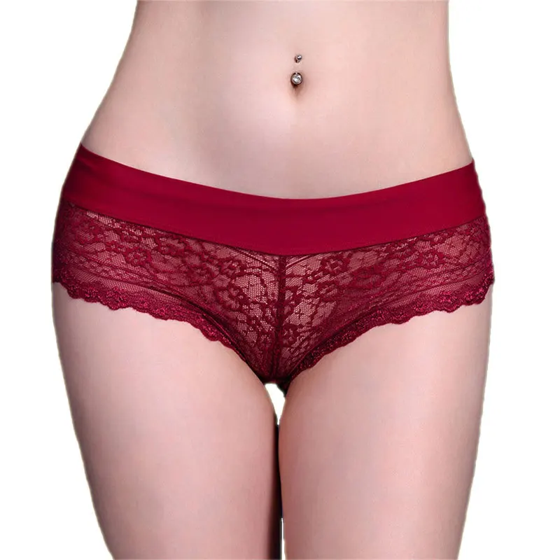 

New Ladies Lace Underwear Lingerie Cotton Sexy Transparent Panties For Women Briefs See Through Underpants Female Pantys Black