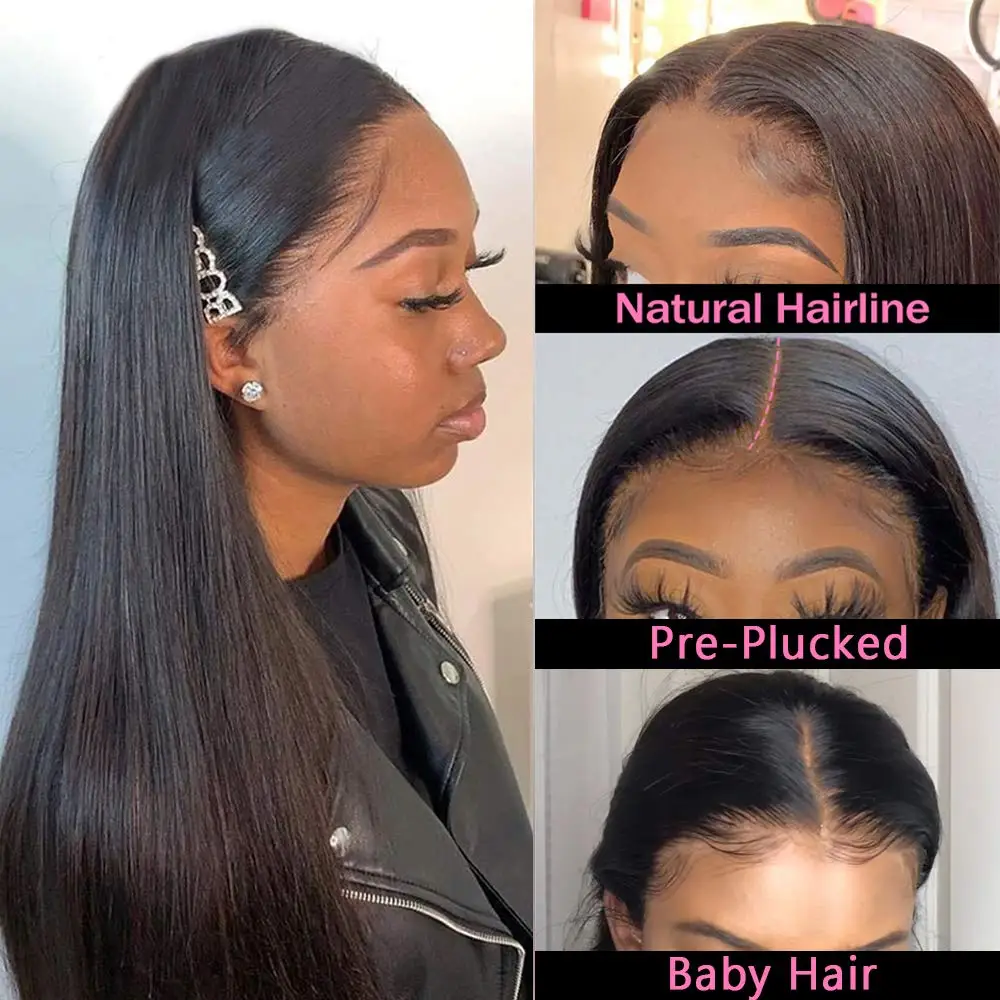 Straight Lace Front Human Hair Wigs 13X4 Transparent Remy Lace Frontal Wig Human Hair Wigs For Women 4x4 Lace Closure Wig