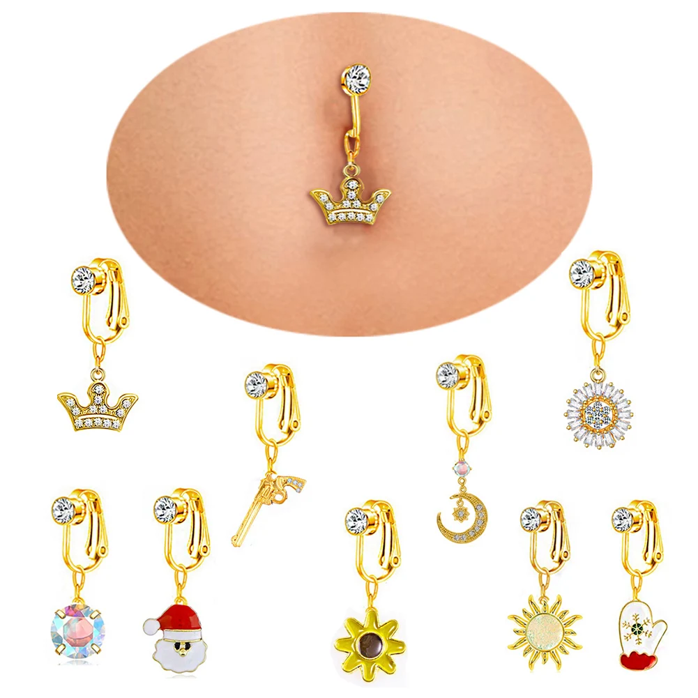 

Body Piercing Butterfly Clip Navel Ring Fake Belly Piercing Drop Dangle Body Belly Piercing Belly Navel Rings Jewelry