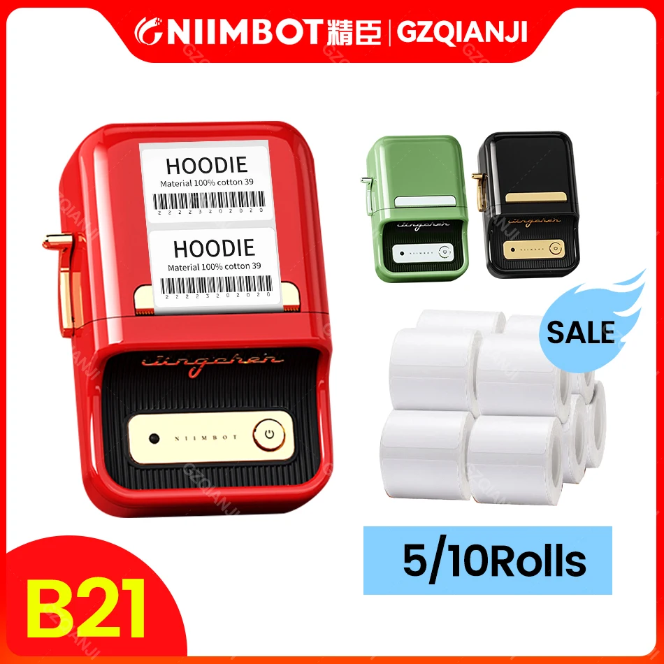 2022 New Niimbot B21 Handheld Small Portable Bluetooth Thermal Label Printer Paper for Jewelry Tag Price Tag Cable Label Printer