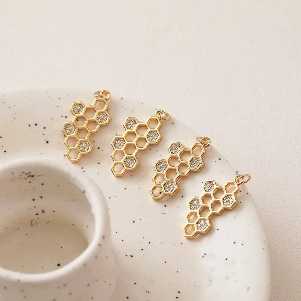 Комплект из 2 предметов 18K позолота в форме сот превосходное качество кулон