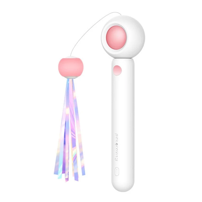 

Pet Interactive Cat Teaser Wand with Ball Retractable String Catnip Feather Toy