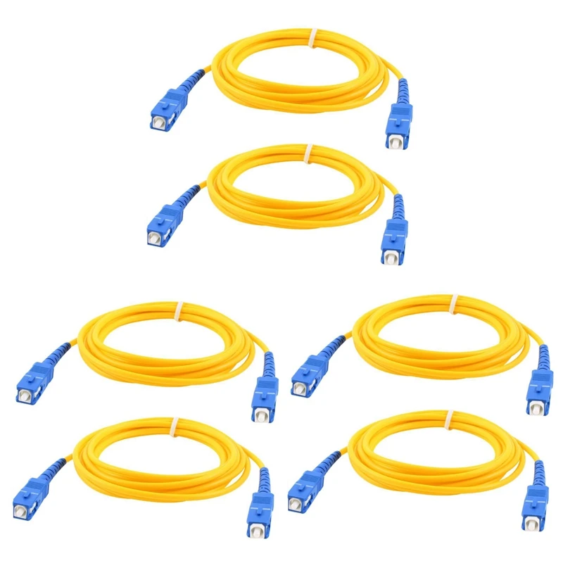 

6 Pcs Simplex Single Mode SC To SC Male Fiber Optic Patch Yellow 2M