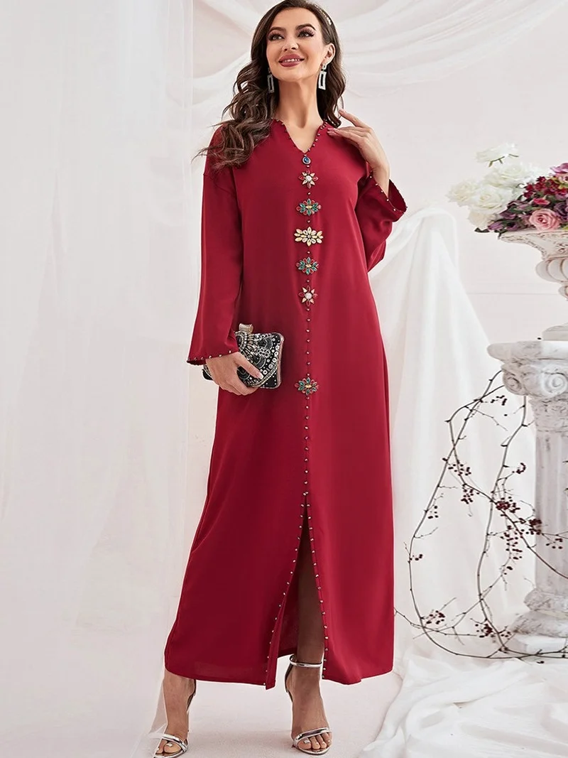 

Ramadan Eid Mubarak Abaya Dubai Turkey Muslim Long Dress Kaftans Abayas For Women Robe Djellaba Femme Musulmane Caftan Marocain
