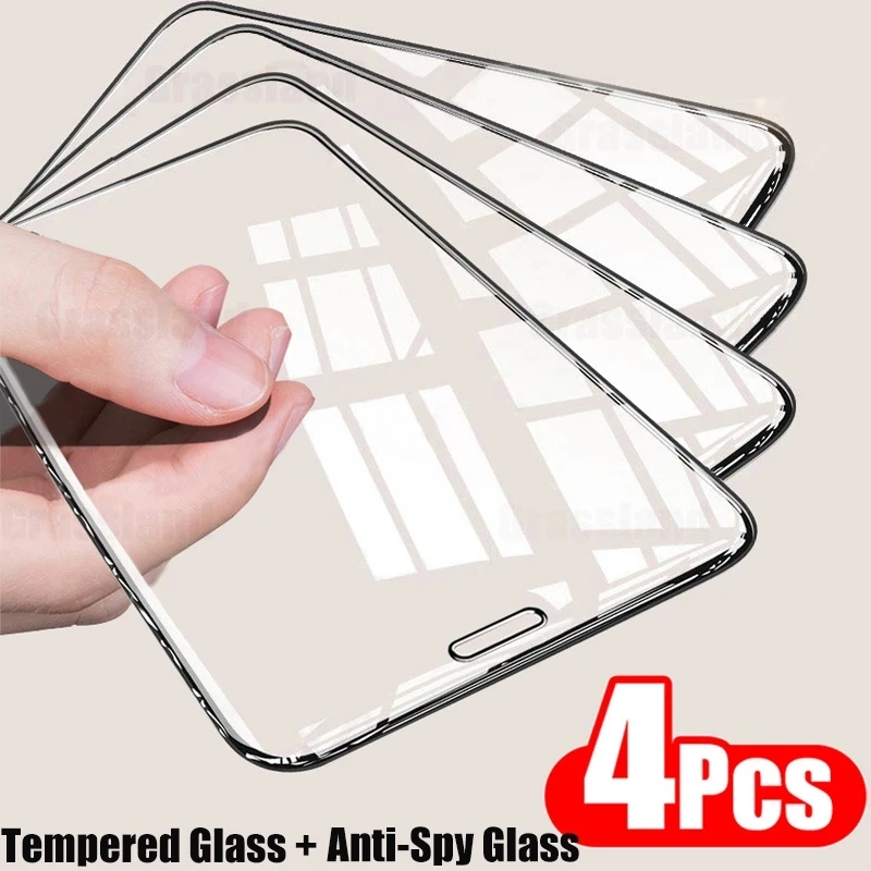 

4Pcs Full Cover Tempered Glass For iPhone 11 12 13 Pro Max Screen Protector For iPhone Xs Max XR 6 6S 7 8 Plus Protective Glass