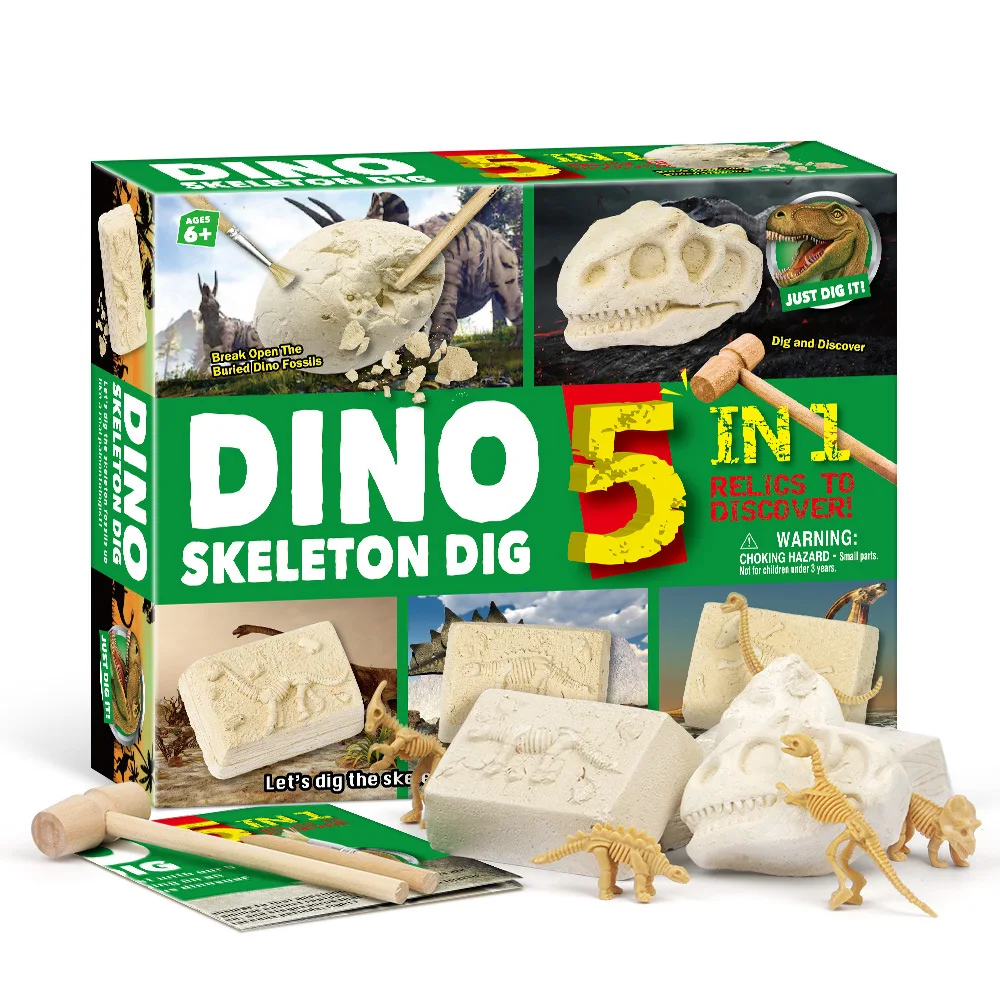 

New Archaeological Excavation Toy for Children 5pcs Simulation Dinosaur Skeleton Fossil Jurassic Dinosaur DIY Assembly Toy