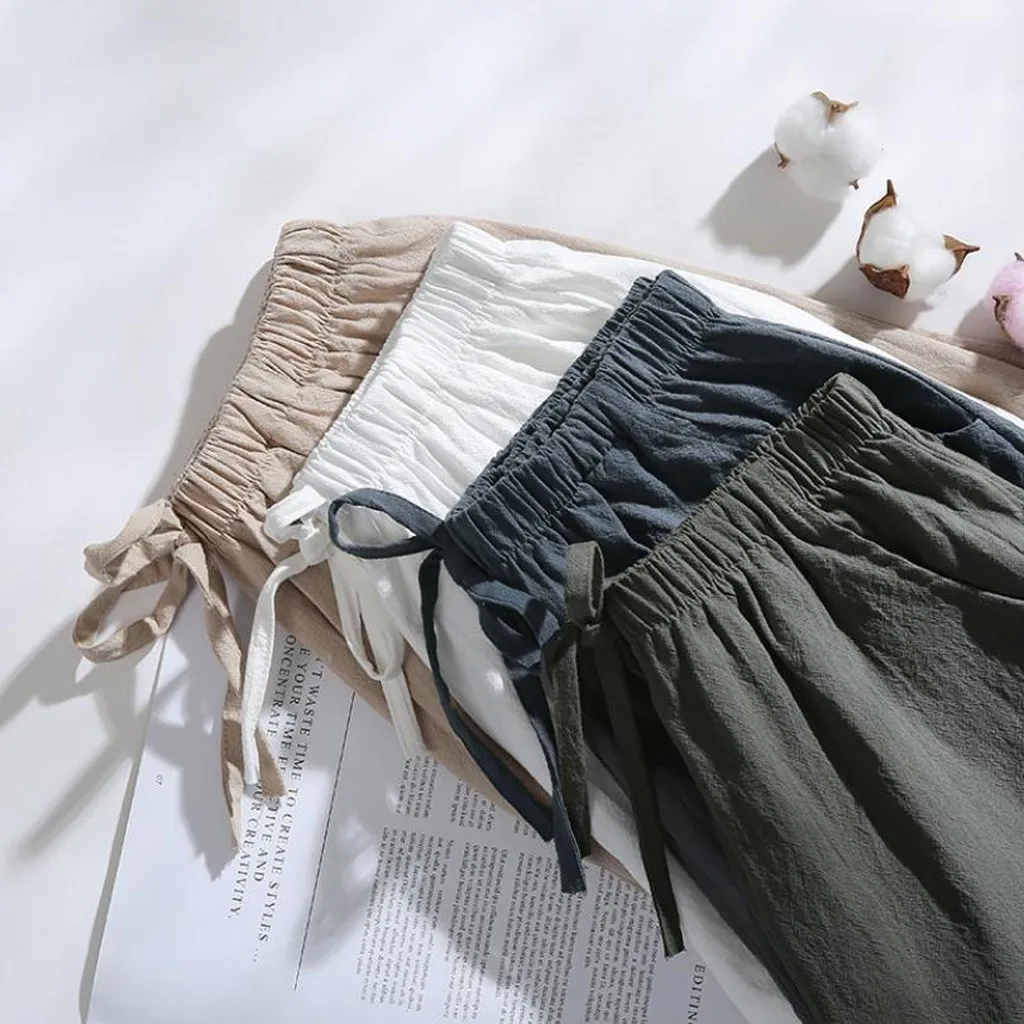 

Women'S Shorts High Waist Linen Loose Casual Thin Wide Leg Linen Shorts Women'S Pants Trousers Y2k Style Baggy Pants Woman