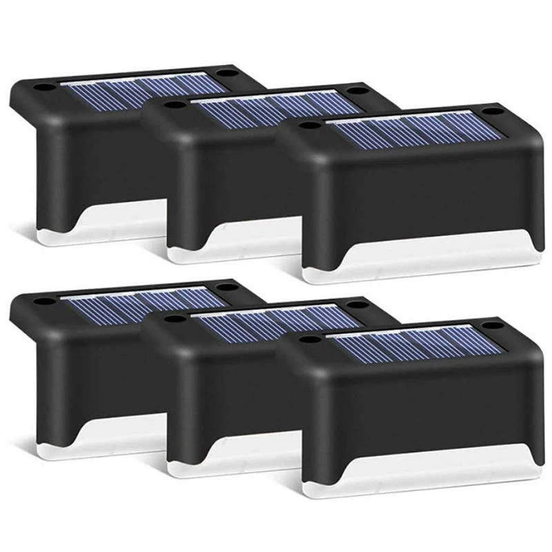 

Black Solar Deck Lights 6 Pack Waterproof Solar LED Step Lights Fence Lamp Outdoor Lighting for Outdoor Deck Patio Stair Yard