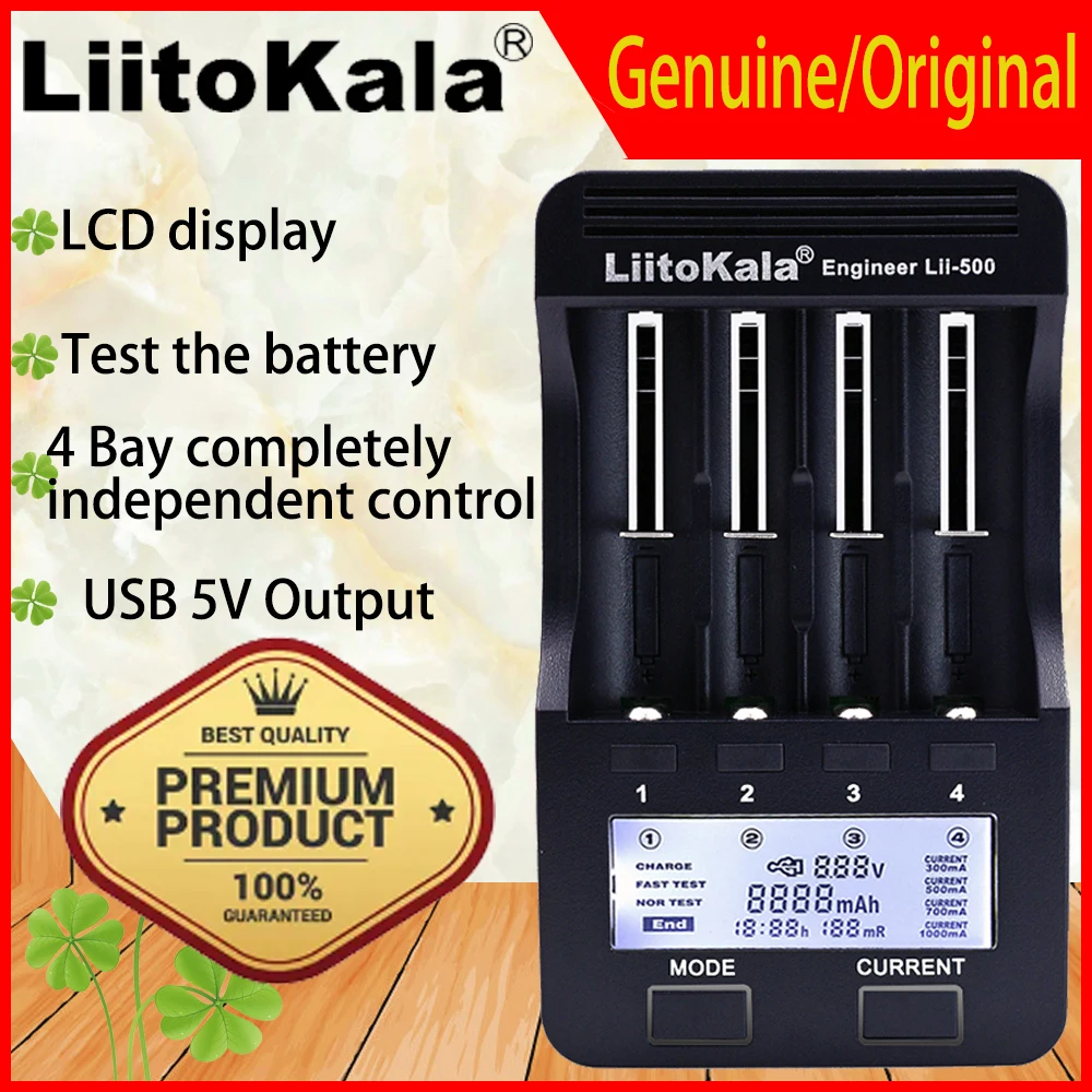 Зарядное устройство LiitoKala Lii-500, зарядка батарей 186500, AA/AAA, NiMh, проведение испытаний на заряд/разряд