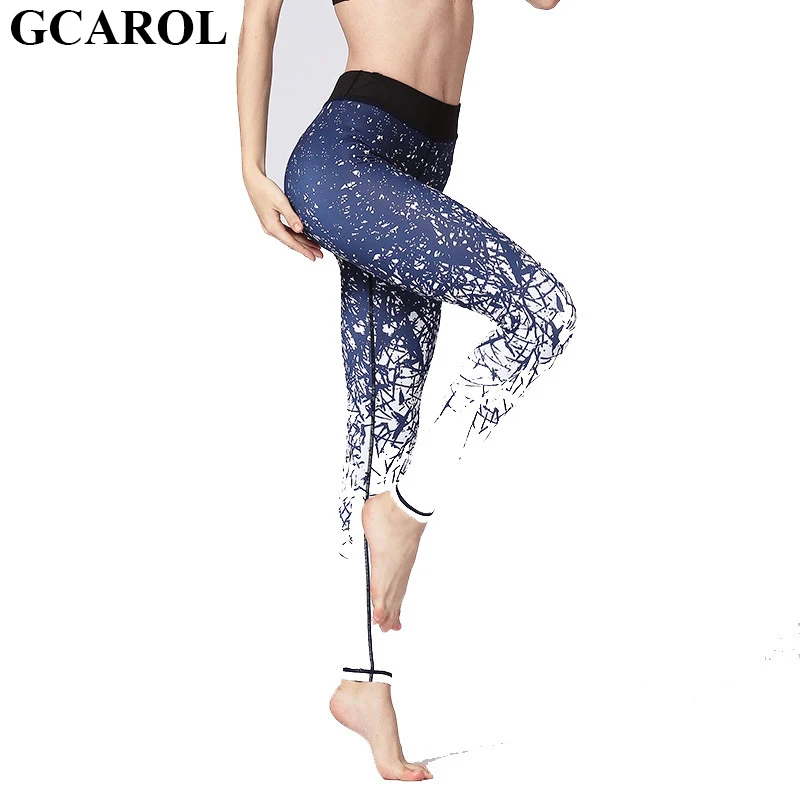 

GCAROL 2023, женские цифровые жаккардовые леггинсы с геометрическим рисунком с высокой талией, впитывающие пот, быстросохнущие спортивные штаны до щиколотки