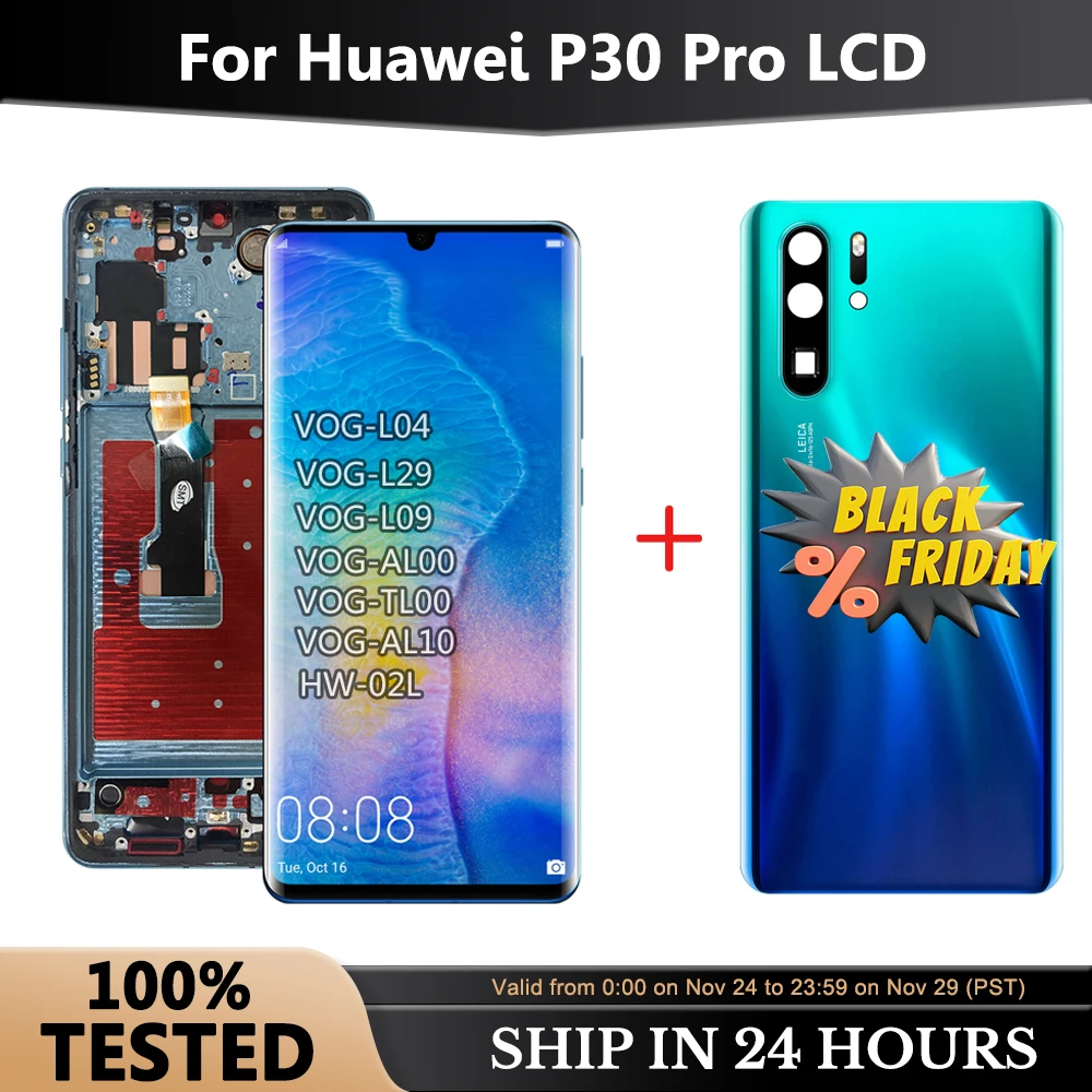 6.47 "originale per Huawei P30 Pro Display LCD Touch Screen Digitizer per Huawei VOG-L29 VOG-L09 VOG-L04 LCD con coperchio della batteria