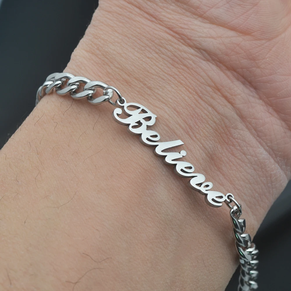 Customized Personalized Bracelet Unique Font Name Stainless Steel Beautiful Gift for Girlfriend and Lover
